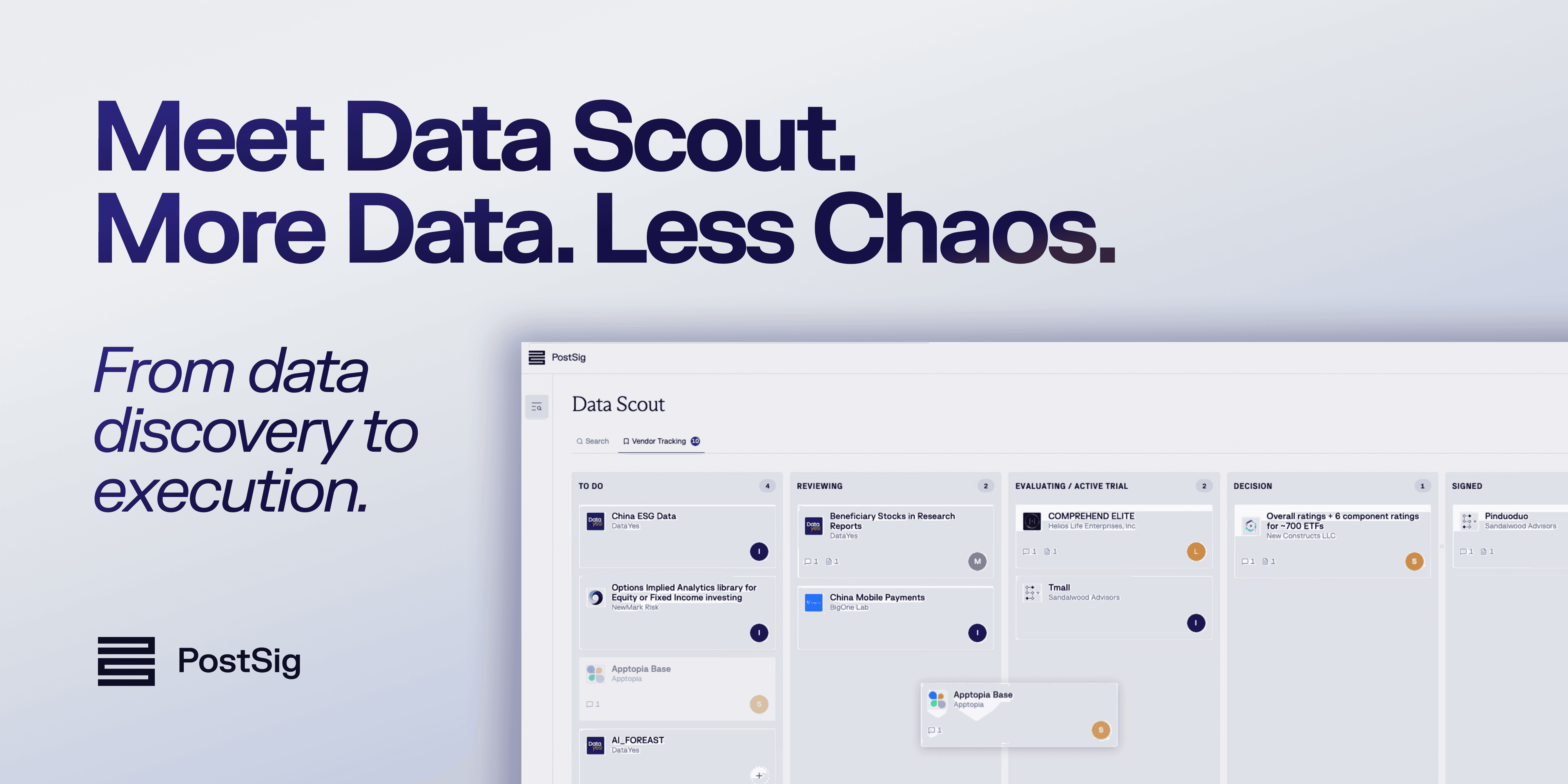 PostSig Data Scout from data discovery to execution in one platform